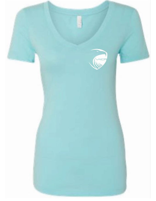 Women's Teal V-Neck Fitted T-Shirt