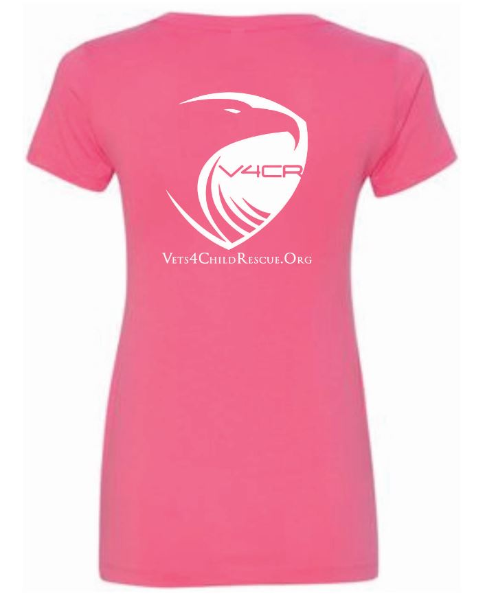 Women's Pink V-Neck Fitted T-Shirt