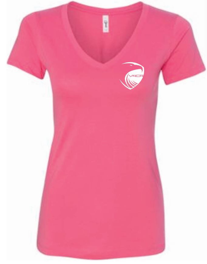 Women's Pink V-Neck Fitted T-Shirt